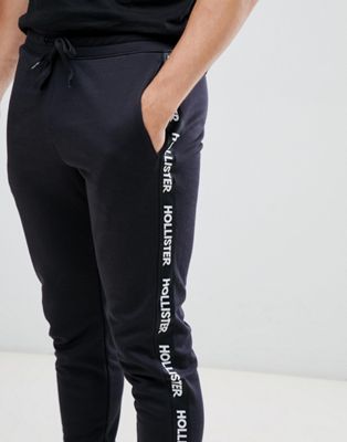 Hollister icon logo side tape track joggers in black
