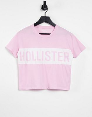 Hollister logo stripe t-shirt in pink - ASOS Price Checker