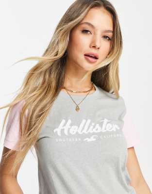 Hollister Logo T-Shirt in Gray | ASOS