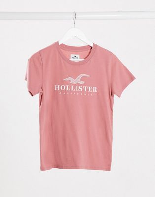 Hollister logo t-shirt in pink | ASOS