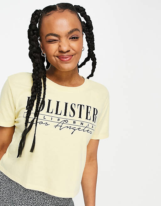 Hollister logo t shirt in yellow