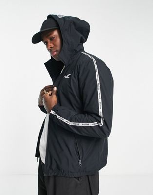 Hollister logo taping and hood sherpa lined sports jacket in black