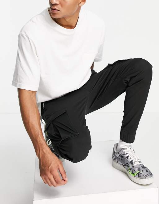 Hollister logo taping pockets utility cargo joggers in black ASOS