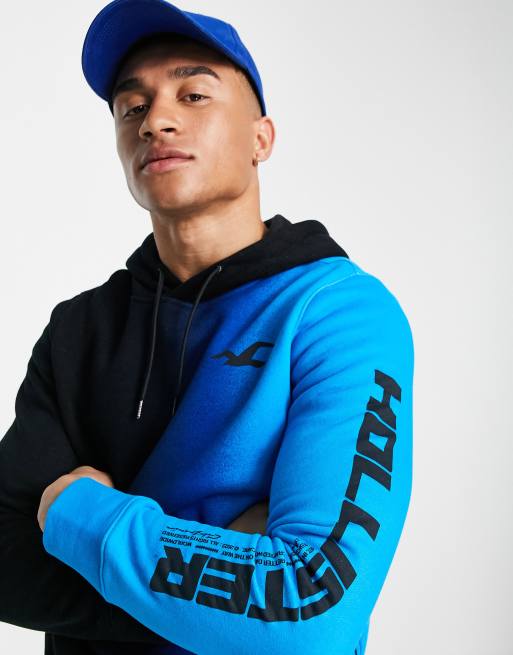 Hollister ombre logo hoodie in blue