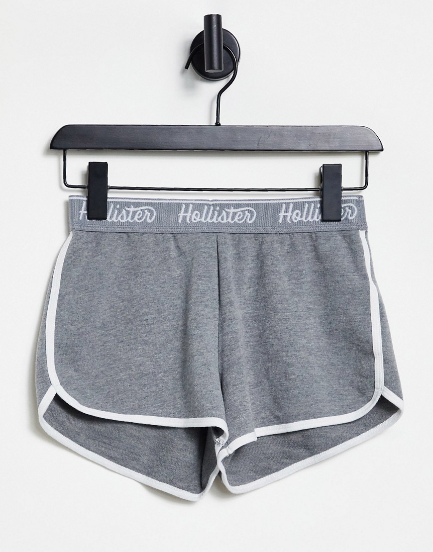 Hollister logo waistband track shorts in gray