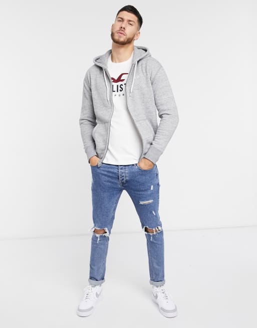 Hollister grey sale zip up hoodie