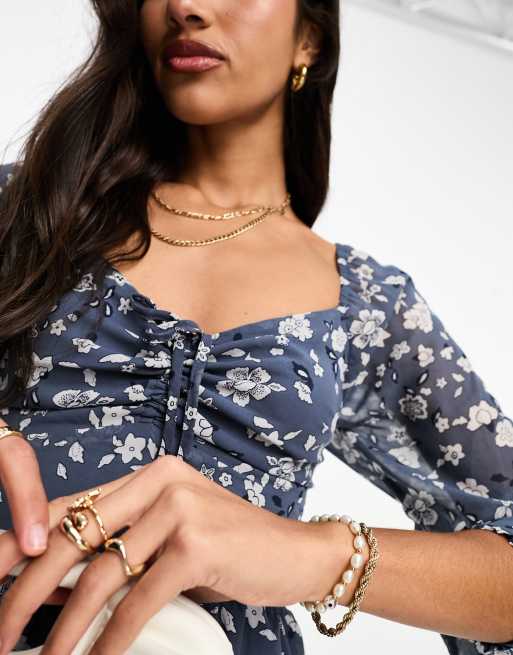 Hollister blue floral hot sale dress