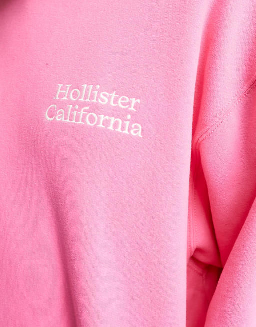 Hollister long sleeve crew neck jumper in pink