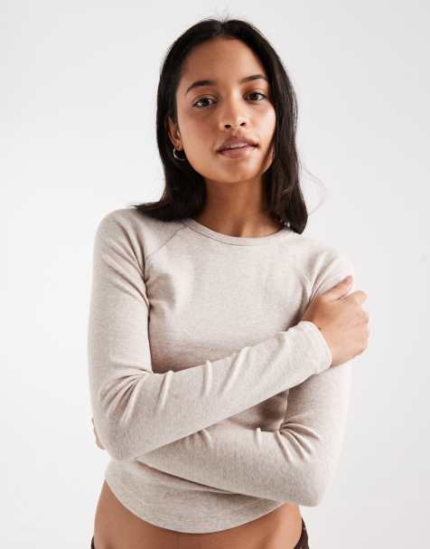 Hollister long sleeve crew neck t-shirt in oatmeal - view 1