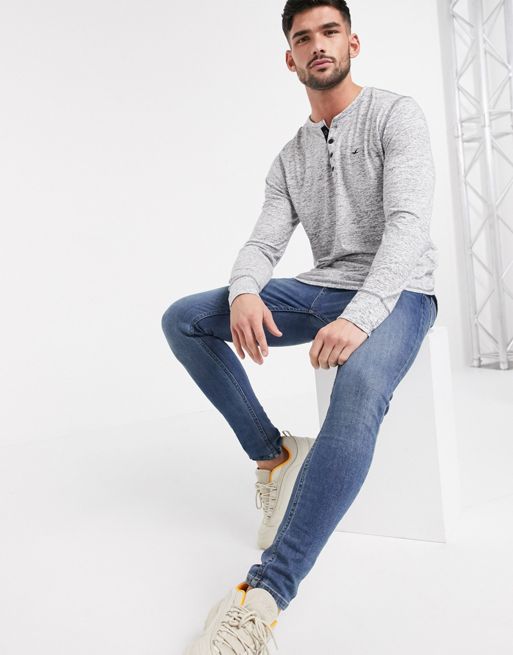 Hollister long sleeve henley t-shirt