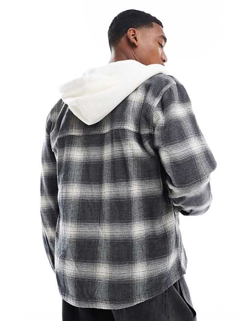 Acid Wash Flannel Hooded Shirt | Multi Acid Wash Flannel Hooded Shirt | Multi