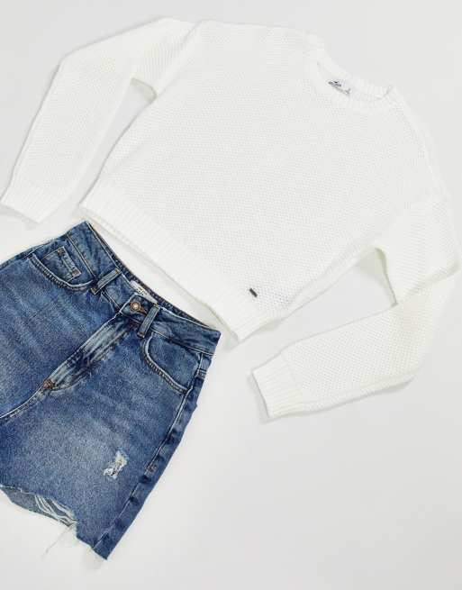 Hollister white store jumper