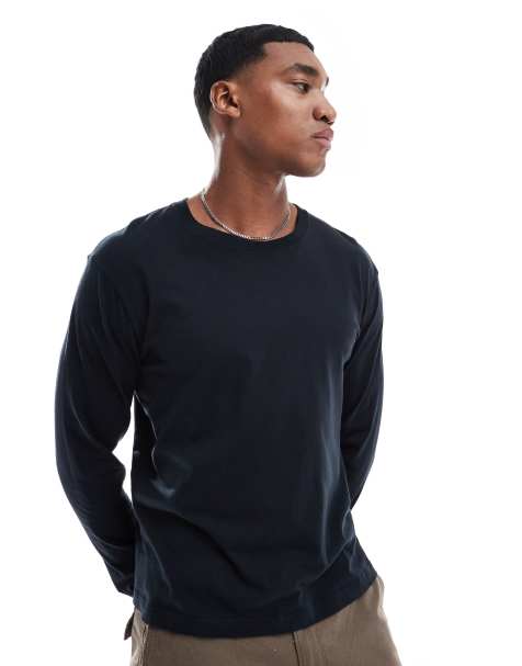 Hollister long sleeve layering t-shirt in black - view 1