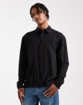 [Hollister] Hollister long sleeve linen shirt in black XL BLACK