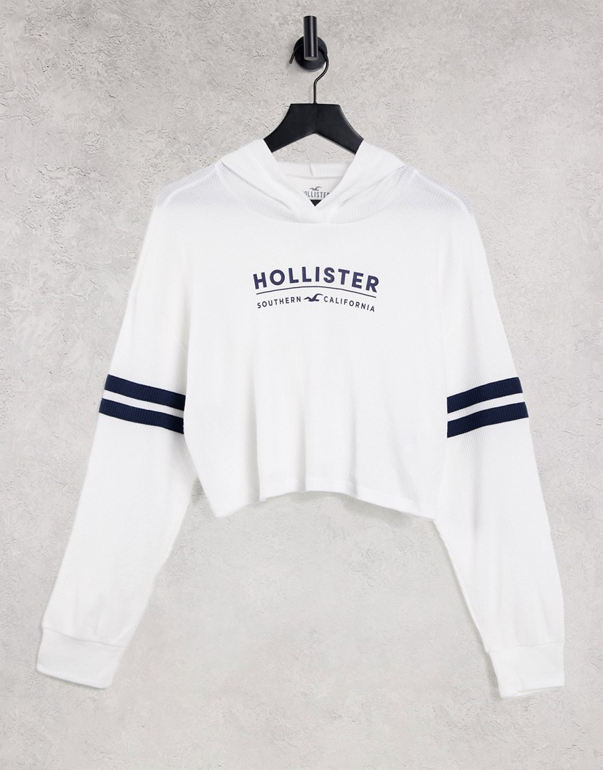 Hollister long sleeve logo hoodie in white