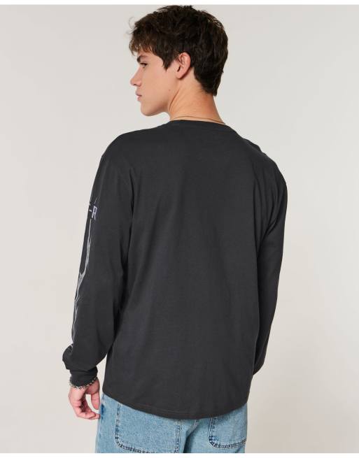 Hollister Long-sleeve nissan skyline graphic tee in black pattern, 3 of 5