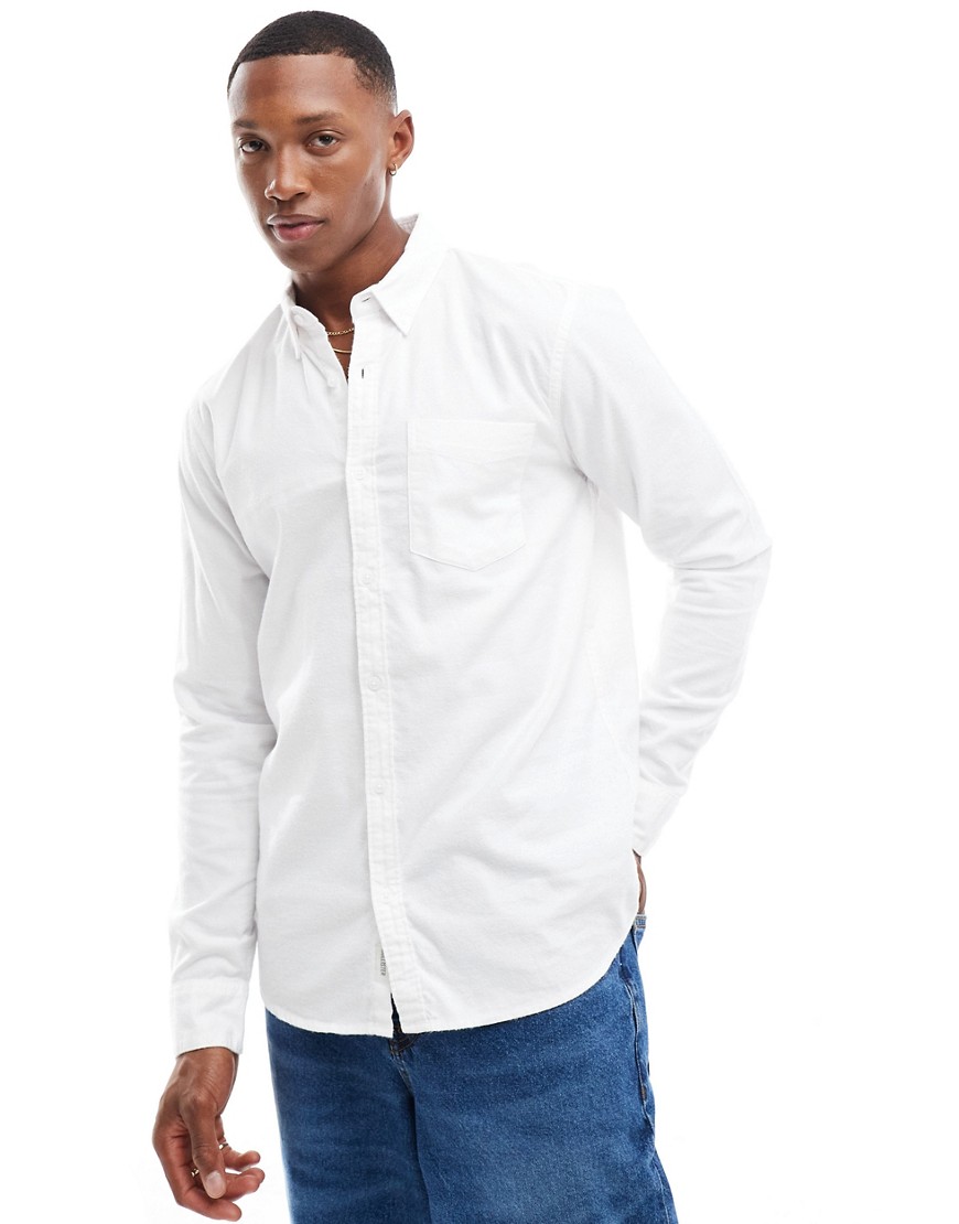 Hollister long sleeve oxford shirt in white