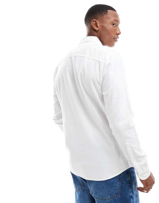 Hollister long sleeve oxford shirt in white ASOS