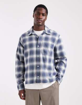 Hollister Long Sleeve Plaid Shirt In Blue