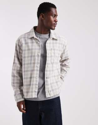 Hollister Long Sleeve Plaid Shirt In Gray