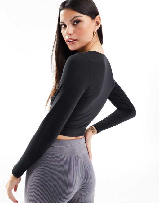 Seamless Long-Sleeve Wrap Top