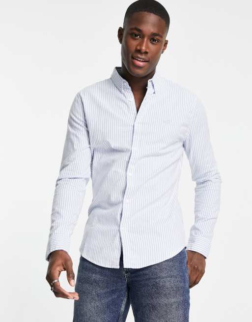 Hollister long sleeve shirt in light blue stripe