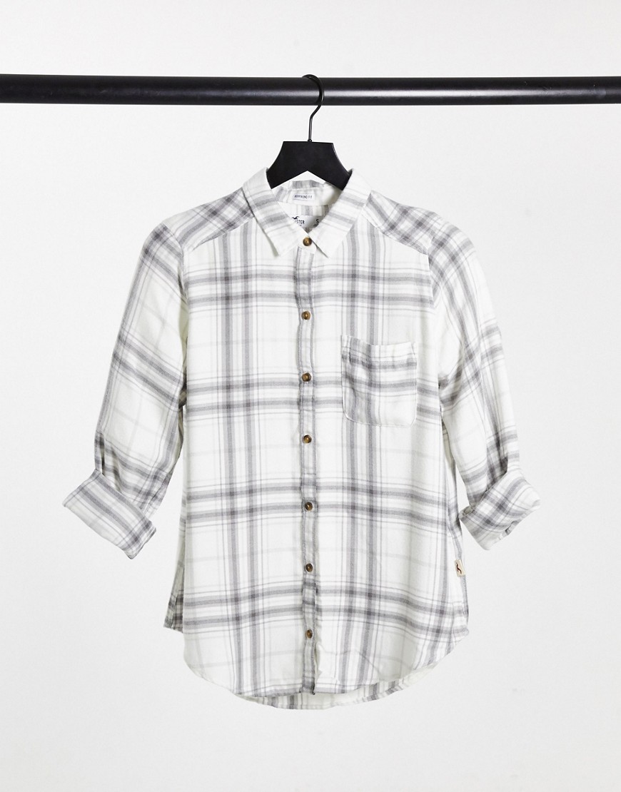 Hollister Long Sleeve Shirt In Plaid-grey