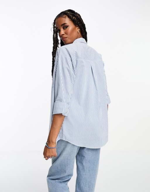 Hollister long sleeve striped shirt in blue and white ASOS