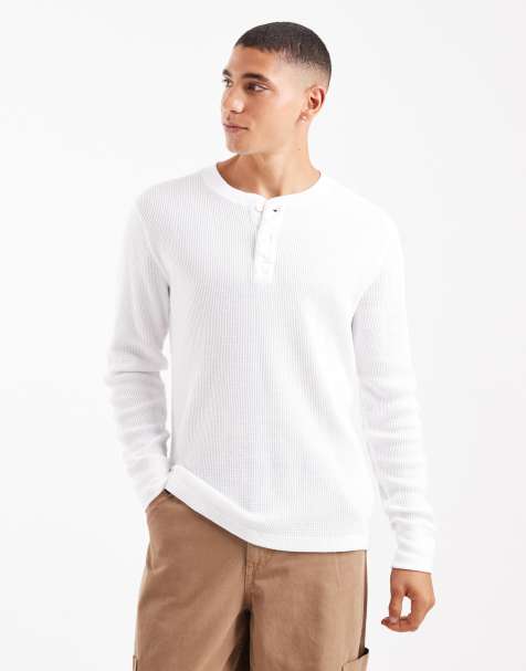 Hollister long sleeve thermal henley top in white - view 1