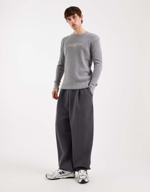 Hollister long sleeve thermal motif top in gray, 2 of 5