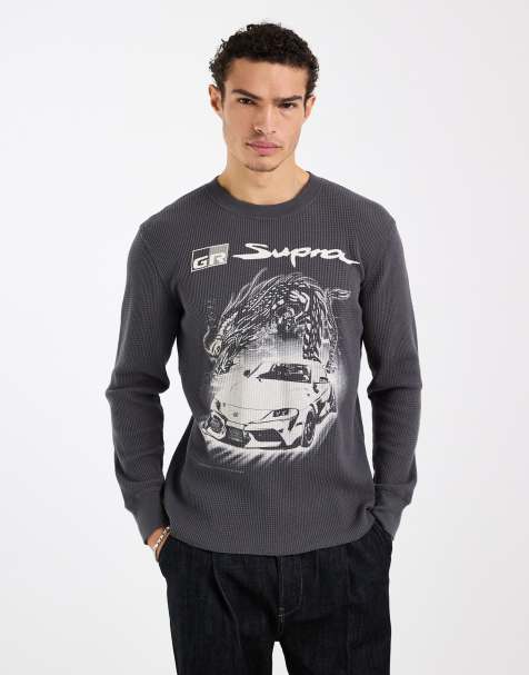 Hollister long sleeve thermal top in charcoal