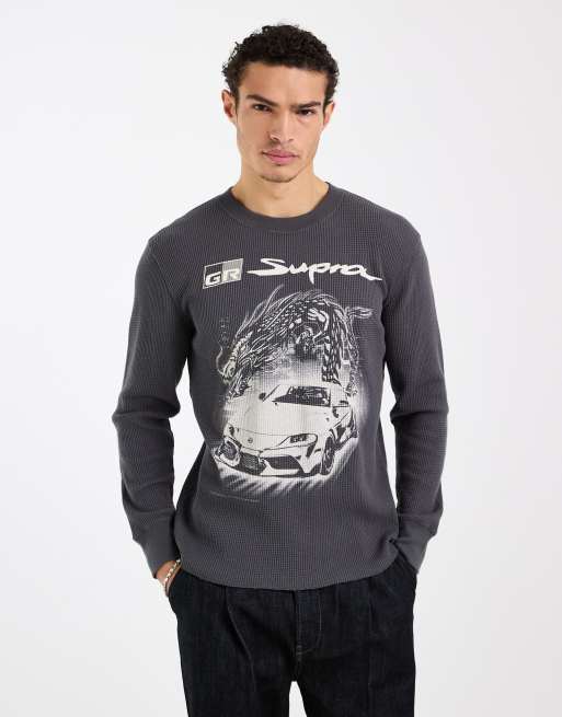 Hollister long sleeve thermal top in charcoal