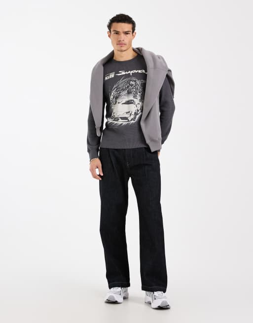 Hollister long sleeve thermal top in charcoal, 2 of 5