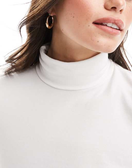 Hollister long sleeve top with turtleneck in white ASOS