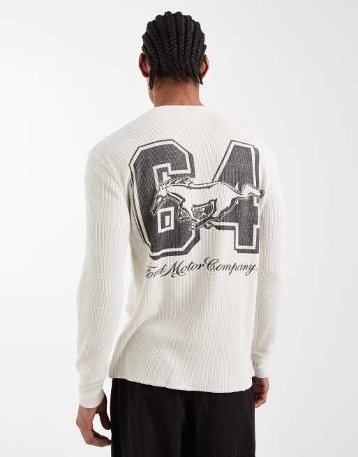 Hollister long sleeve top wth motor graphic in cream