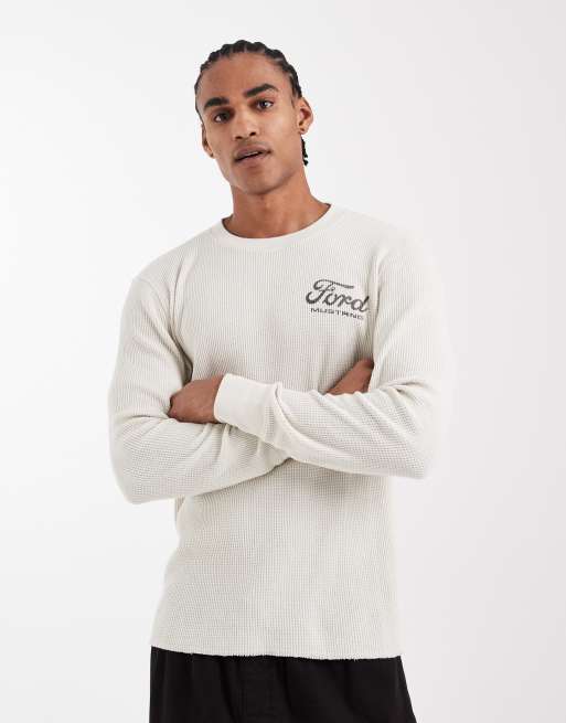 Hollister long sleeve top wth motor graphic in cream | ASOS