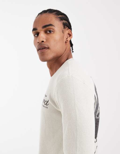 Hollister long sleeve top wth motor graphic in cream, 4 of 5