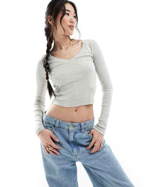 V Neck Crop Tops For Women