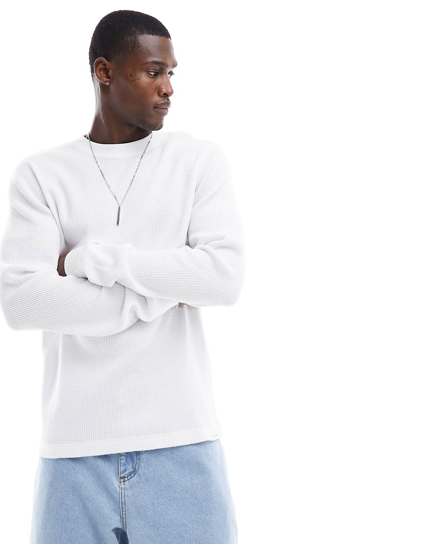 Hollister long sleeve waffle t-shirt in white