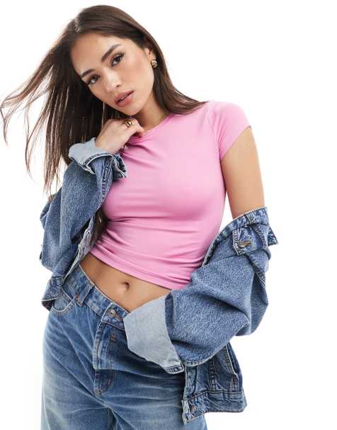 Hollister longline baby t-shirt in pink - view 1