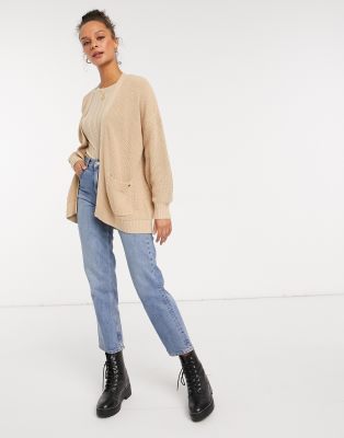 beige cardigan with pockets