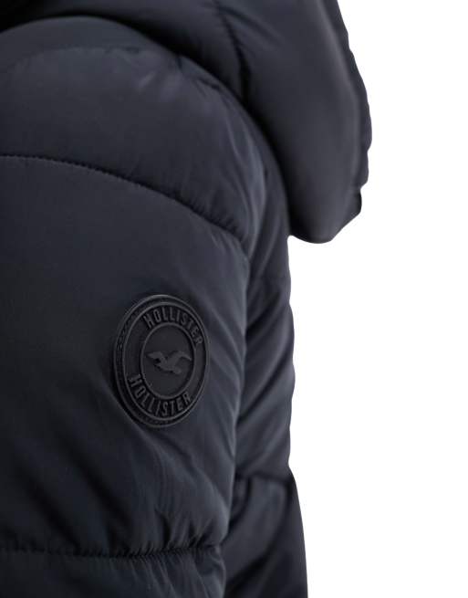 Hollister longline puffer jacket in black