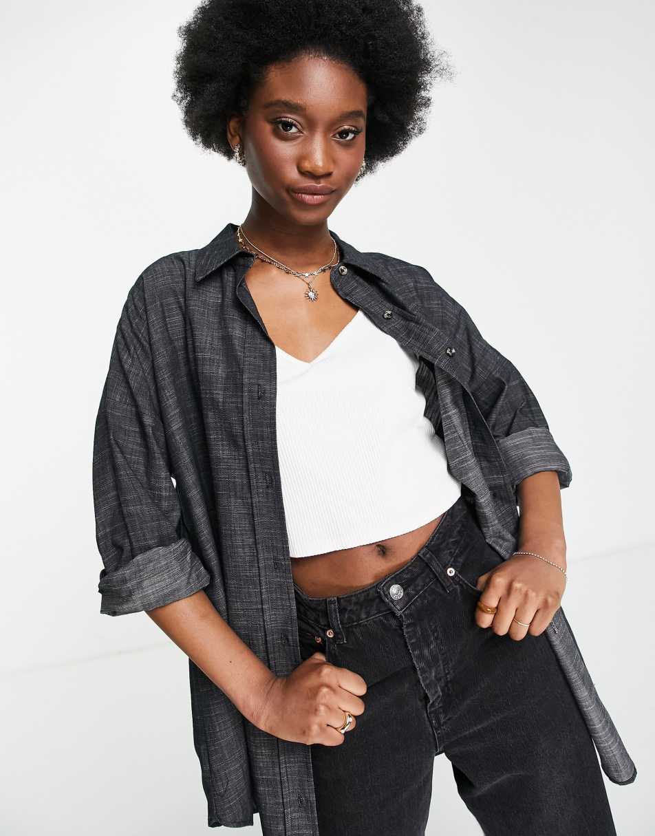 Hollister longline shacket in black