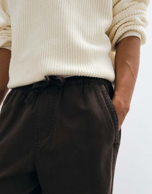 Hollister loose fit pull on pants in washed brown, 3 of 5