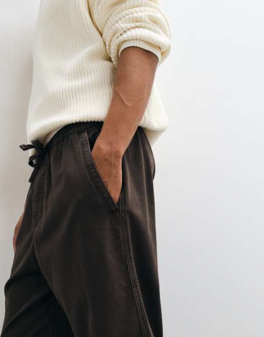 Hollister loose fit pull on pants in washed brown, 4 of 5