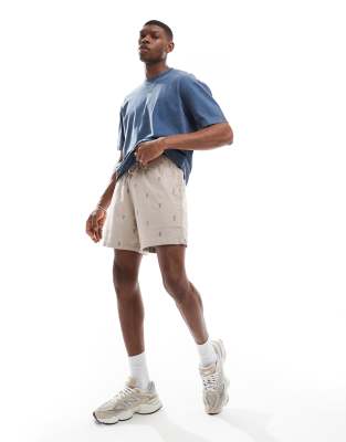 Hollister Hollister loose fit pull on short with lobster print detail in grey