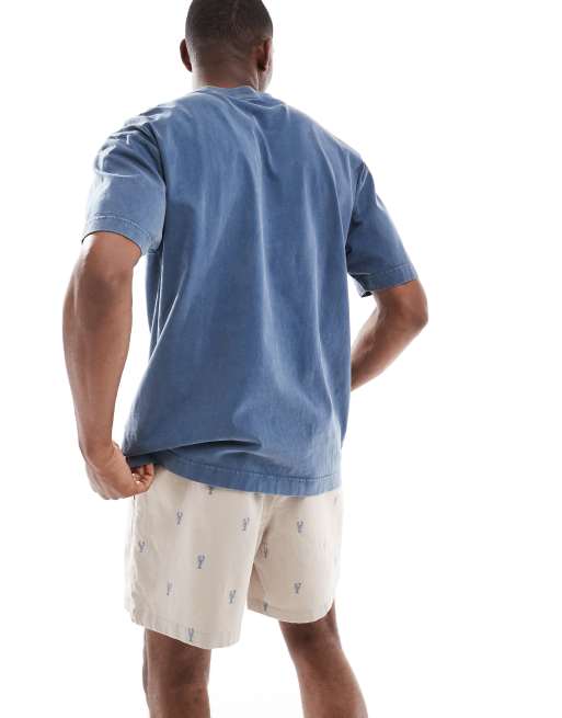 Hollister loose fit pull on shorts with lobster print detail in gray