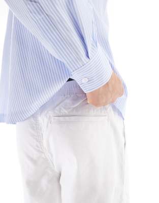 Hollister loose linen blend pull on pants in white stripe