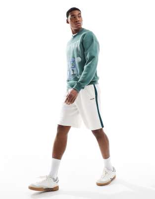 Hollister Loose Varsity Logo Short With Side Stripe In Neutral