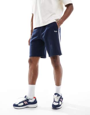 Hollister Loose Varsity Logo Short With Side Stripe In Navy